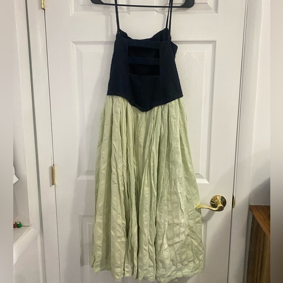 Free People Green/black corset Salvador balletcore chic romantic midi dress M - Picture 8 of 13